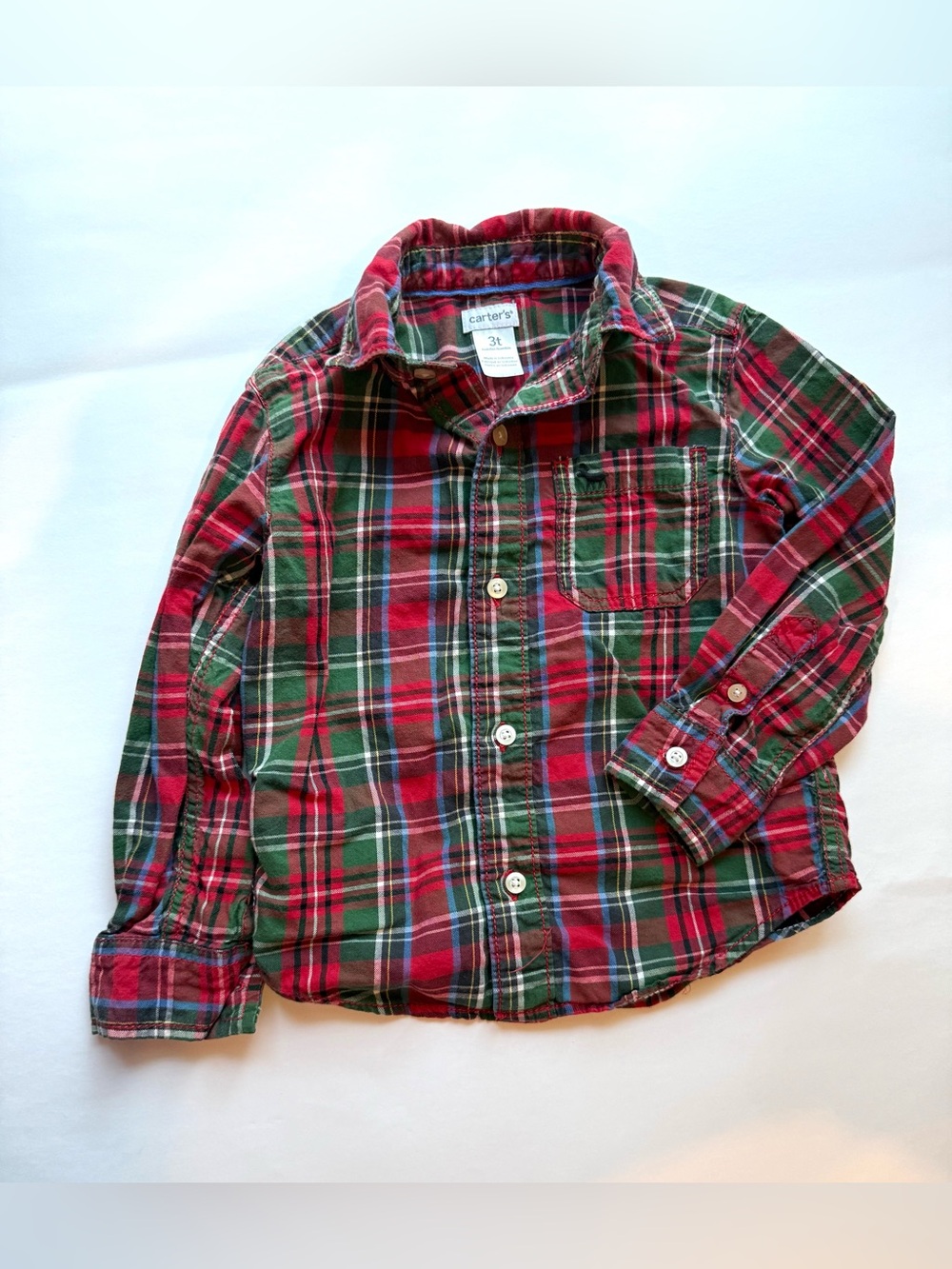 Carter's Red & Green Plaid Long-Sleeve Shirt